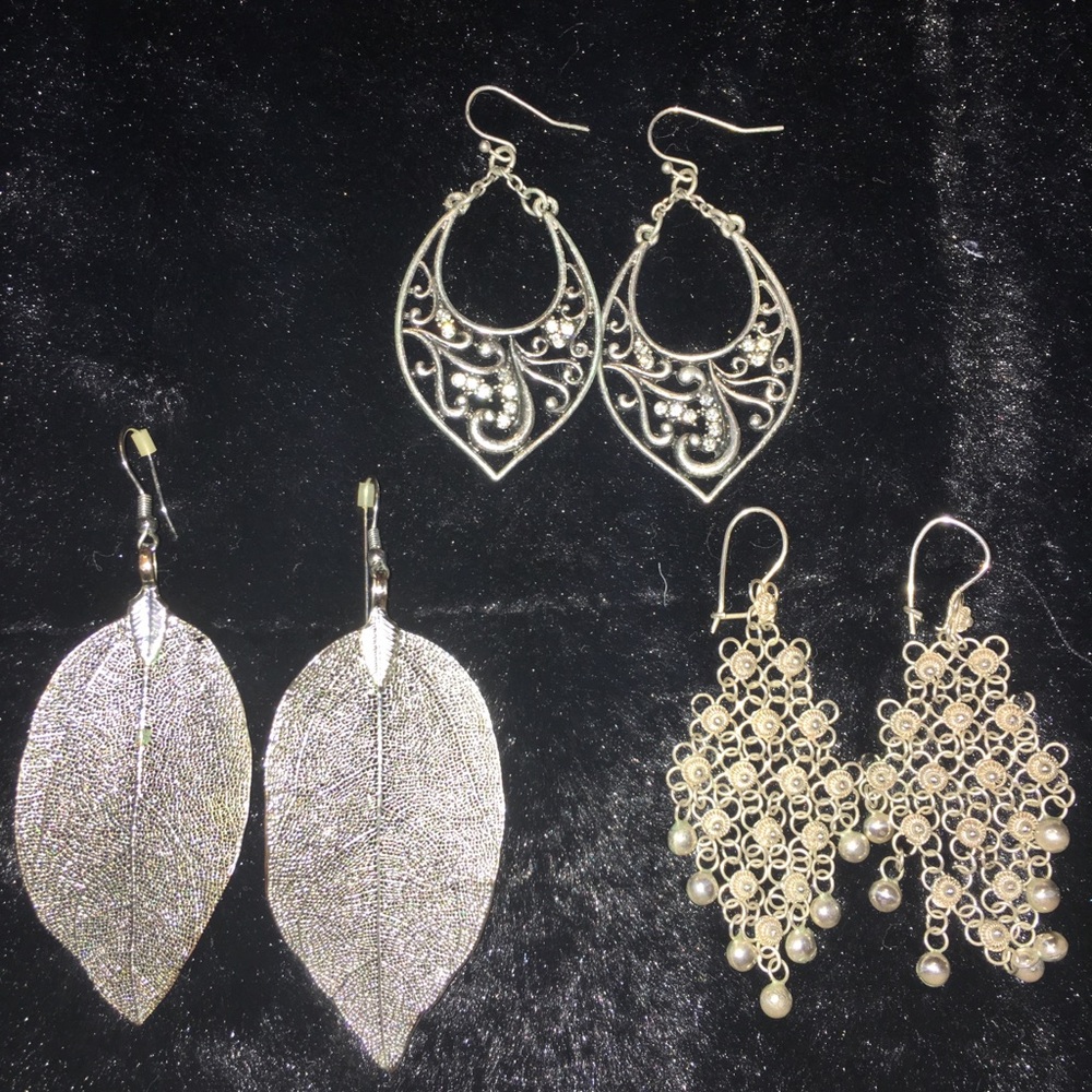 Silver drop earrings